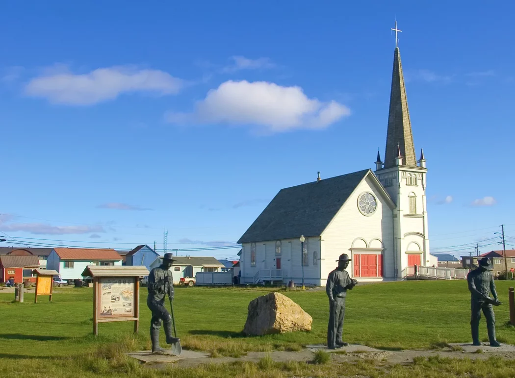 statues and a historic church
