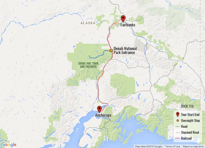 Alaska Railroad Tour  Fairbanks, Denali Park Tour, Anchorage
