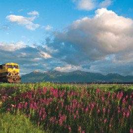 Alaska Railroad en route from Anchorage to Seward, Alaska