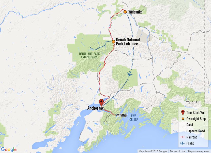 train trips in alaska with cruise