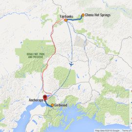 Alaska Winter Wonders Tour Route Map