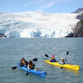 Sea Kayaking with glaciers in view.