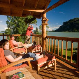 Guests relaxing at Redoubt Bay Lodge.
