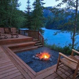 Kenai Riverside Lodge campfire.