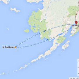St. Paul Pribilof Island Tour  Route Map from Anchorage.