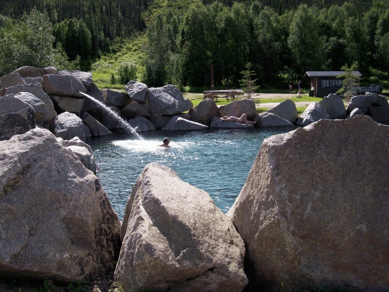 People soaking at Chena Hot Springs